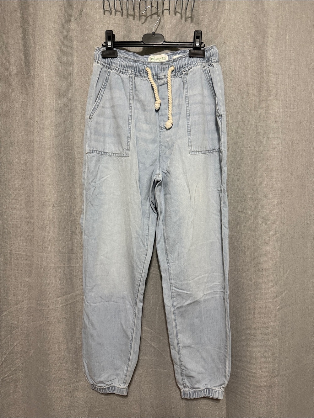 RE Generation By Celebrity Pink Light Blue High-Rise Denim Joggers - Picture 2 of 10